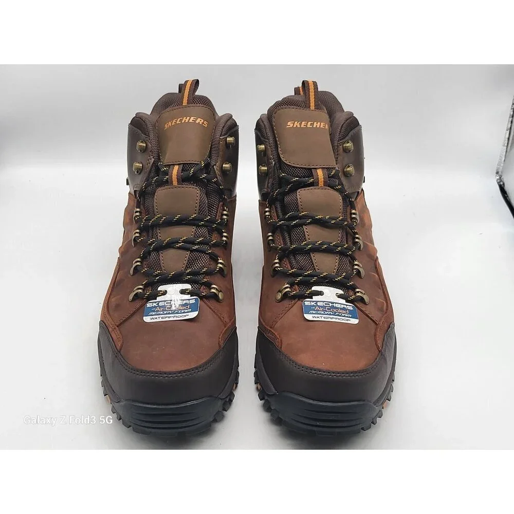 Skechers leather Mens Waterproof Relaxed Fit Air-Cooled Memory‎ Foam Boots Sz 13